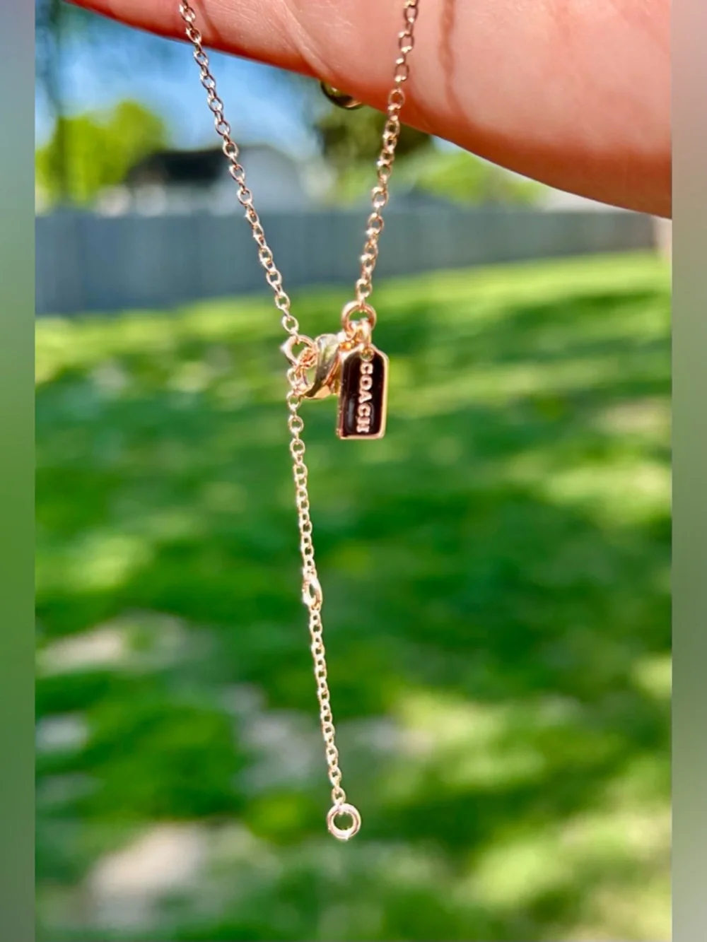 Rose Gold Coach Crystal Pendant Necklace EUC - Picture 3 of 3